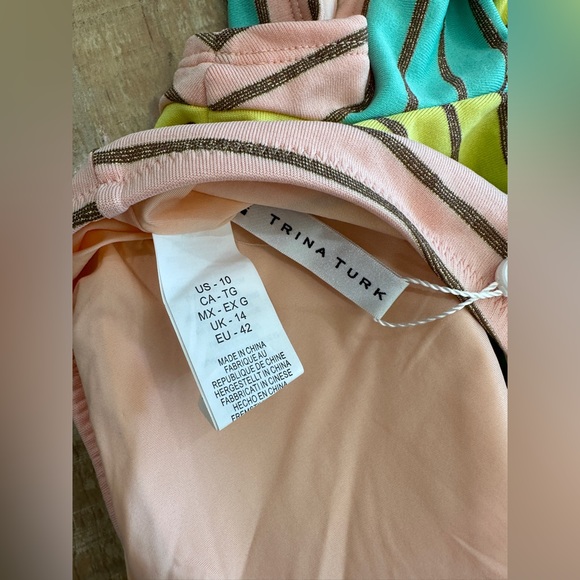 Trina Turk metallic stripe ruffle bikini top swim - Picture 8 of 11